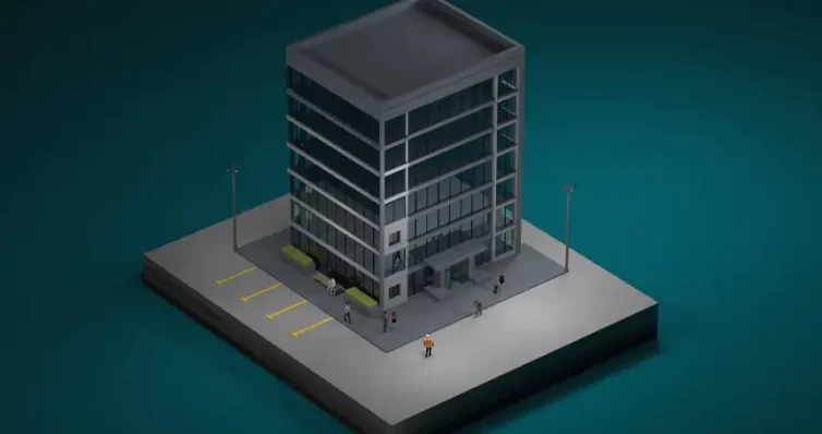 Isometric view of 3d building